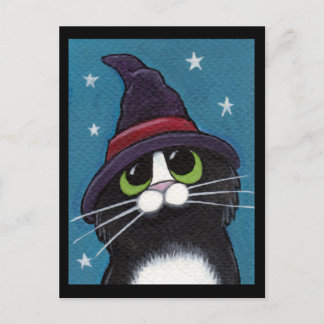 Postal Ilustracion de gatos caseros de Halloween
