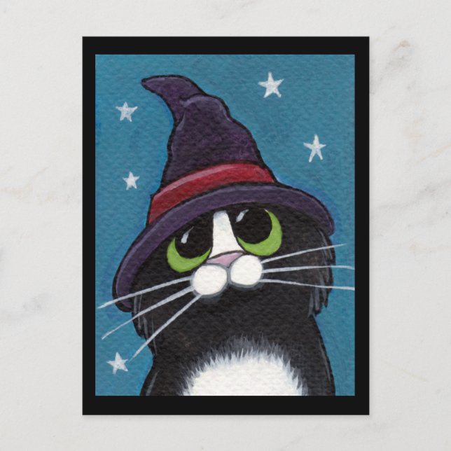 Postal Ilustracion de gatos caseros de Halloween (Anverso)