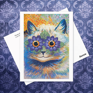 Postal Ilustracion de gatos florales Louis Wain