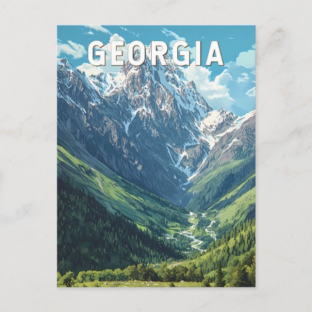 Postal Ilustracion de Georgia Viaje de arte (Anverso)