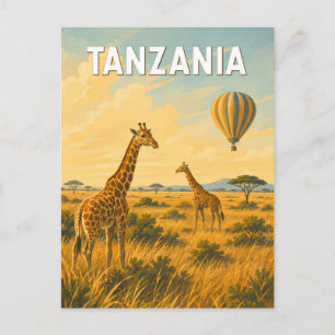 Postal Ilustración de globo aerostático de Tanzania Arte 