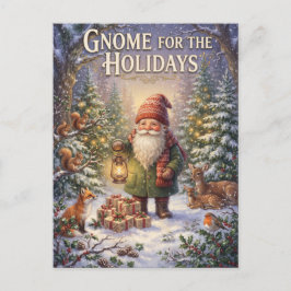 Postal Ilustración de Gnome para las Fiestas de Invierno