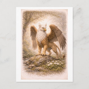 Postal Ilustración de grifo de estilo vintage (serie de m