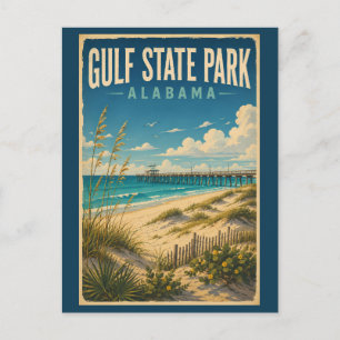 Postal Ilustración de Gulf State Park Alabama Arte de Via