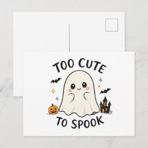 Postal Ilustración de Halloween de Fantasma Demasiado Lin