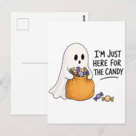 Postal Ilustración de Halloween de fantasma solo aquí por