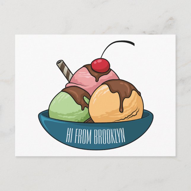 Postal Ilustracion de helado personalizado (Anverso)