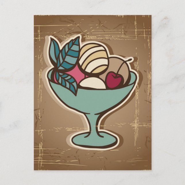 Postal Ilustracion de helados de estilo retro (Anverso)