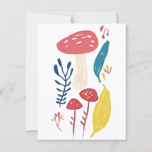 Postal Ilustracion de hongos
