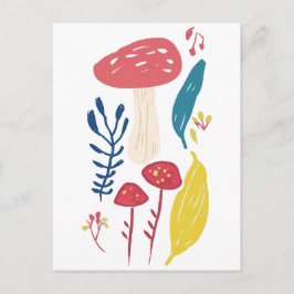 Postal Ilustracion de hongos