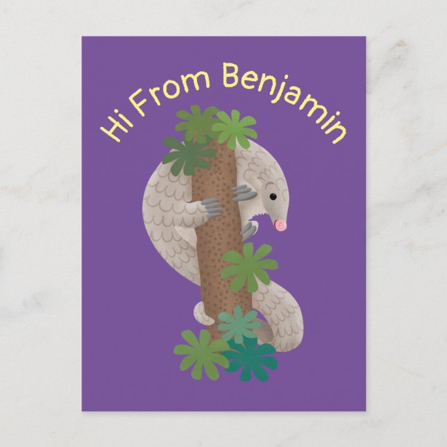 Postal Ilustracion de hormigón de pangolin feliz (Anverso)