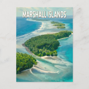 Postal Ilustración de Islas Marshall Arte de Viaje Vintag