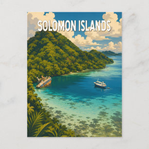 Postal Ilustración de Islas Salomón Viaje Arte Vintage
