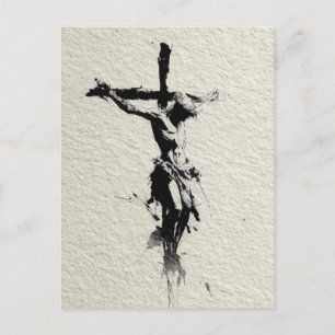 Postal Ilustración de Jesús en la Cruz