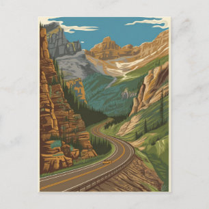 Postal Ilustracion de la autopista Beartooth