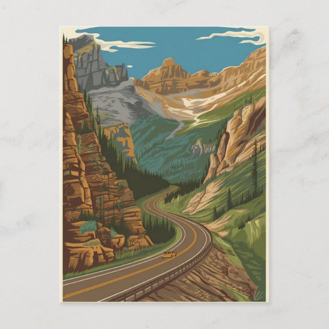 Postal Ilustracion de la autopista Beartooth (Anverso)