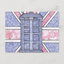 Postal Ilustración de la caja de la policía británica y l