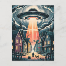 Ilustración de la calle nocturna de abducción OVNI