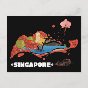 Postal Ilustración de la carrera nocturna F1 de Singapur: