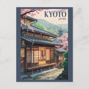 Postal Ilustración de la Casa de Japón en Kioto Arte de V