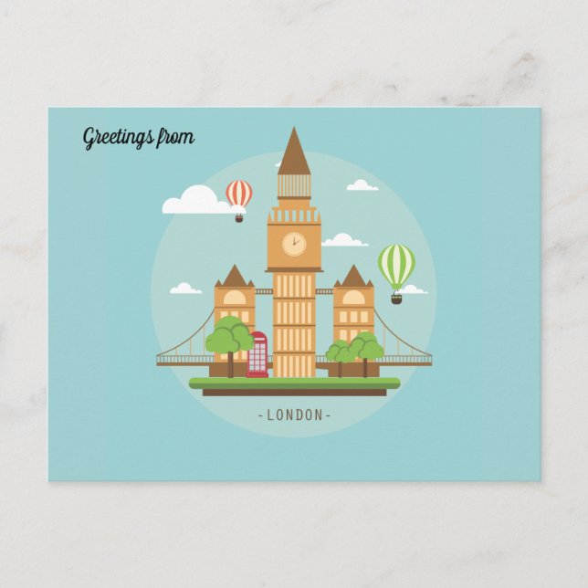Postal Ilustracion de la ciudad de Londres (Anverso)