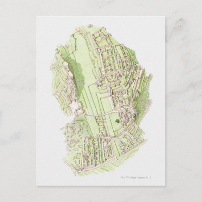 Postal Ilustracion de la ciudad inca precolombina de Mach (Anverso)