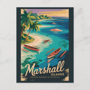 Postal Ilustración de la costa de las Islas Marshall Arte