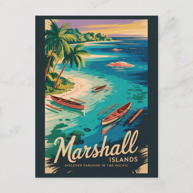 Postal Ilustración de la costa de las Islas Marshall Arte (Anverso)