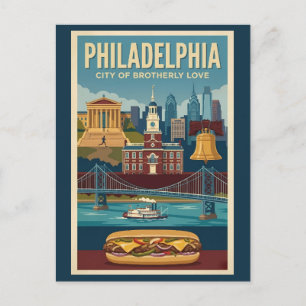 Postal Ilustración de la cultura de Filadelfia, Pensilvan