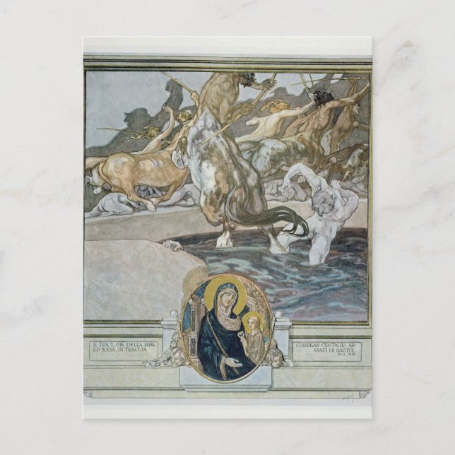 Postal Ilustracion de la 'Divina Comedia' de Dante (Anverso)