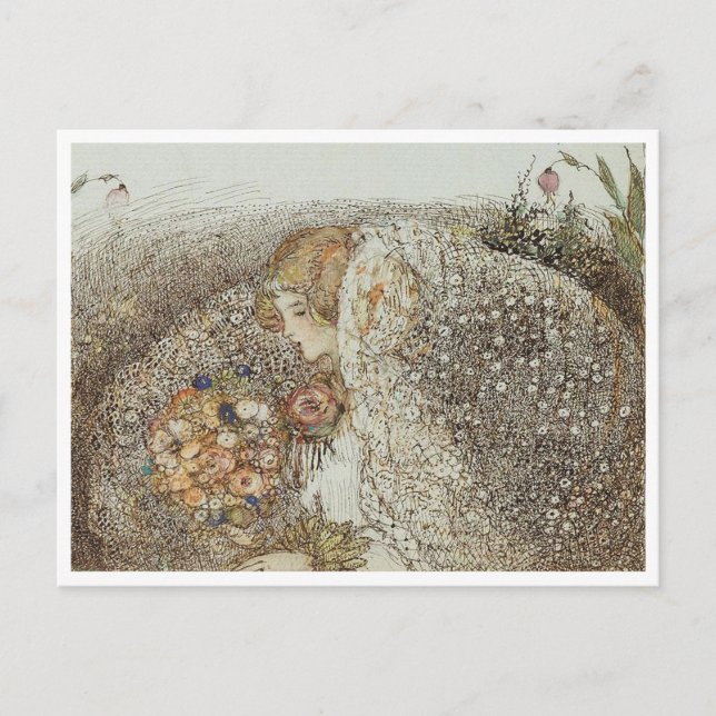 Postal Ilustracion de la época Annie French "La novia" (Anverso)