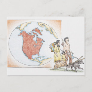 Postal Ilustracion de la familia india estadounidense fre