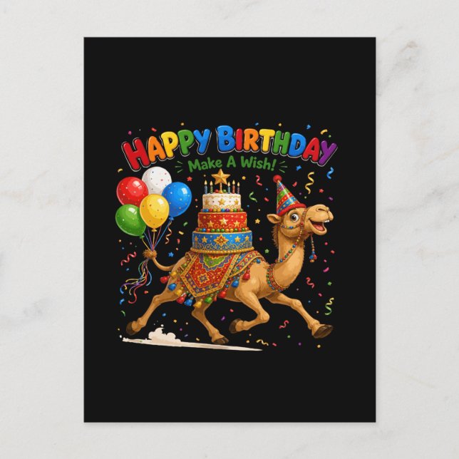 Postal Ilustración de la fiesta de cumpleaños de camello (Anverso)