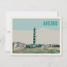 Postal Ilustracion de la laguna de Aveiro Faro