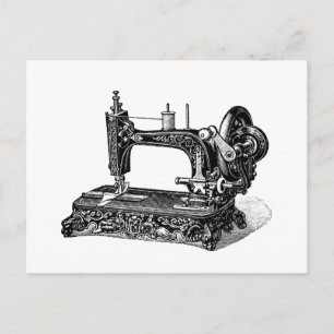 Postal Ilustracion de la máquina de coser de los 1800s