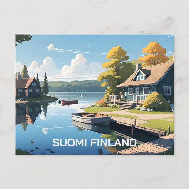 Postal Ilustración de la naturaleza de Finlandia (Anverso)