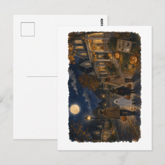 Postal Ilustración de la noche de Halloween para ir de ca