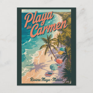 Postal Ilustración de la playa de Playa del Carmen Arte d
