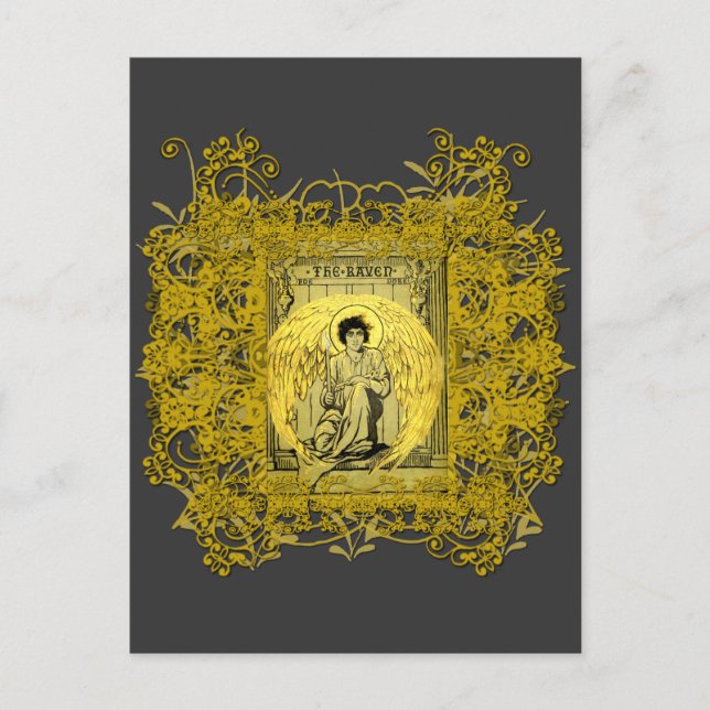 Postal Ilustracion de la RAVEN de Poe por Gustave Dore (Anverso)