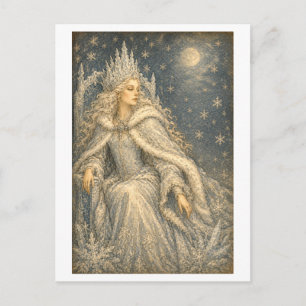 Postal Ilustración de la Reina de la Nieve al Estilo Vint