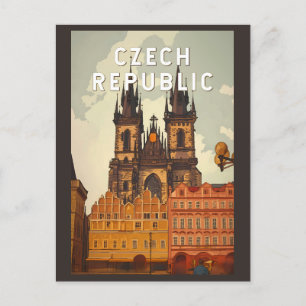 Postal Ilustracion de la República Checa Viaje de arte