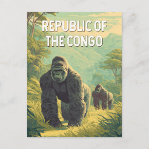 Postal Ilustración de la República del Congo Arte de Viaj
