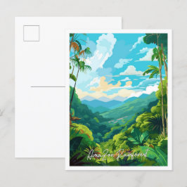 Postal Ilustracion de la selva tropical amazónica para vi