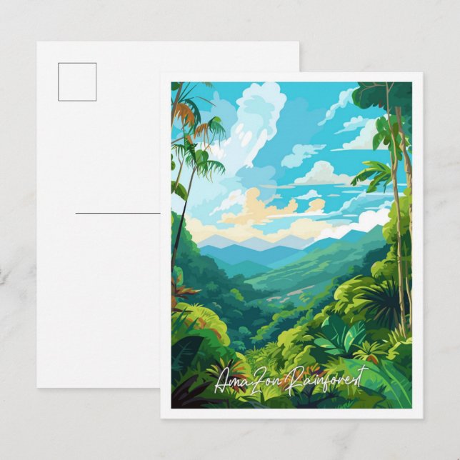 Postal Ilustracion de la selva tropical amazónica para vi (Anverso / Reverso)