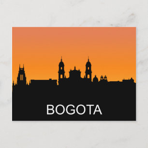 Postal Ilustración de la silueta de Bogotá, puesta de sol