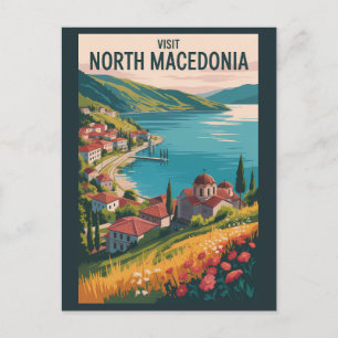 Postal Ilustración de la silueta de Macedonia del Norte A