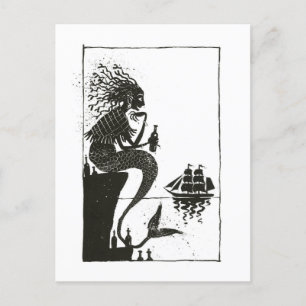 Postal Ilustracion de la Sirenita de hadas de hadas de vi