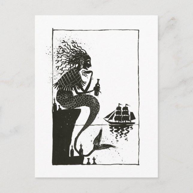 Postal Ilustracion de la Sirenita de hadas de hadas de vi (Anverso)