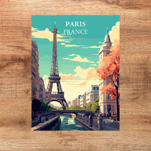 Postal Ilustración de la Torre Eiffel de París, Francia