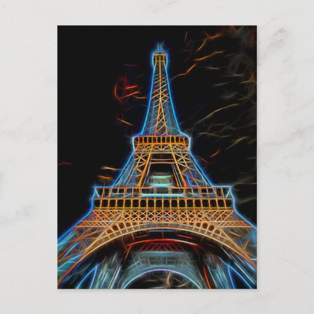 Postal Ilustracion de la Torre Eiffel - París, Francia (Anverso)